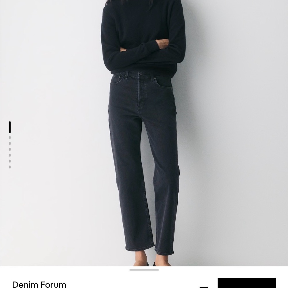 Denim Forum Straight Leg Jeans in Washed Black Size 28